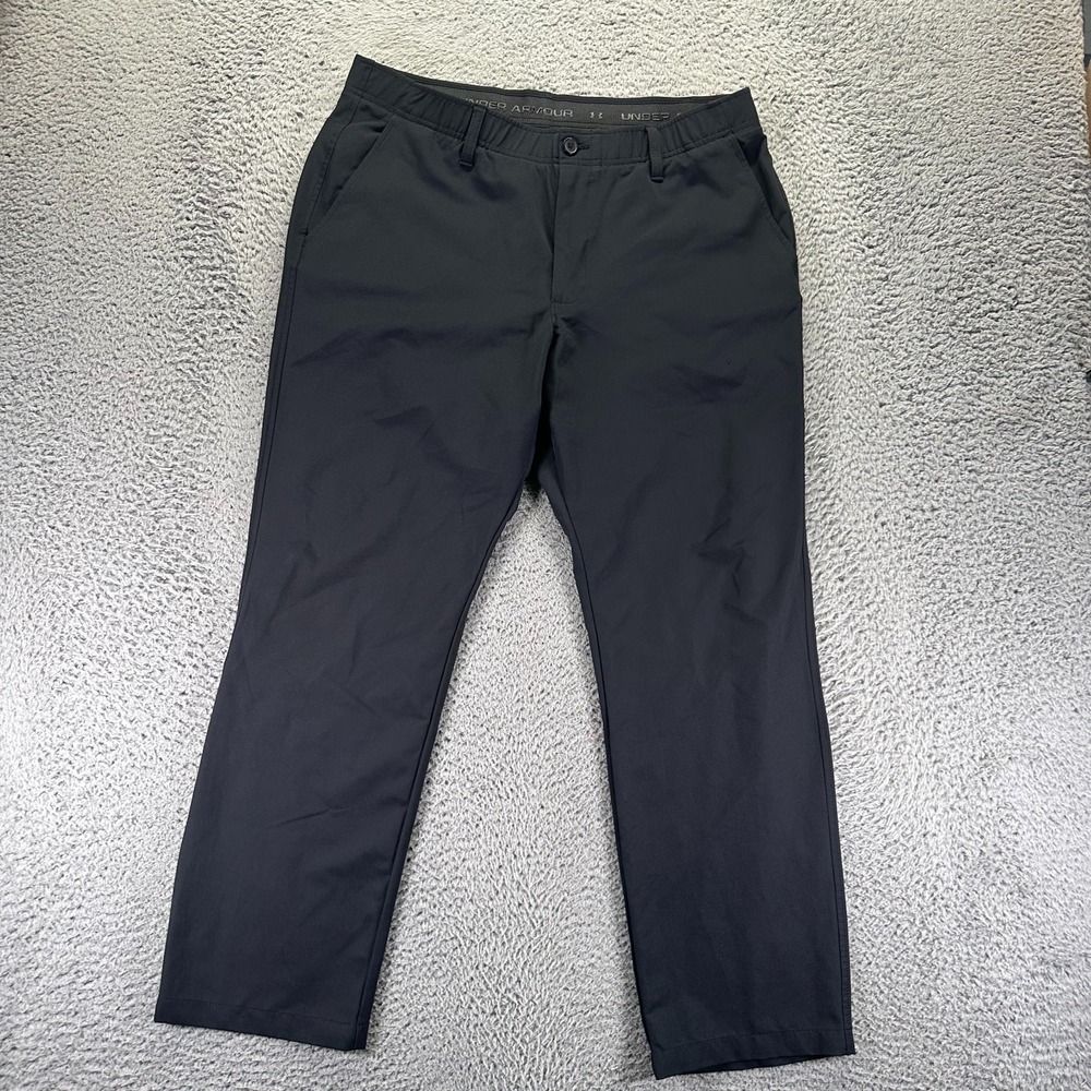 Under Armor Pant Mens 38x32 Black Golf Performance Sports Straight Leg Stretch